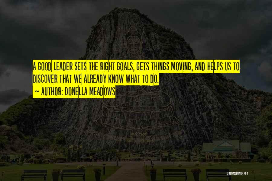 Donella Meadows Quotes: A Good Leader Sets The Right Goals, Gets Things Moving, And Helps Us To Discover That We Already Know What