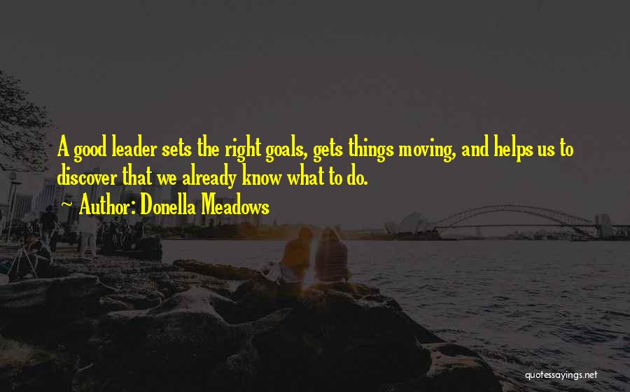 Donella Meadows Quotes: A Good Leader Sets The Right Goals, Gets Things Moving, And Helps Us To Discover That We Already Know What