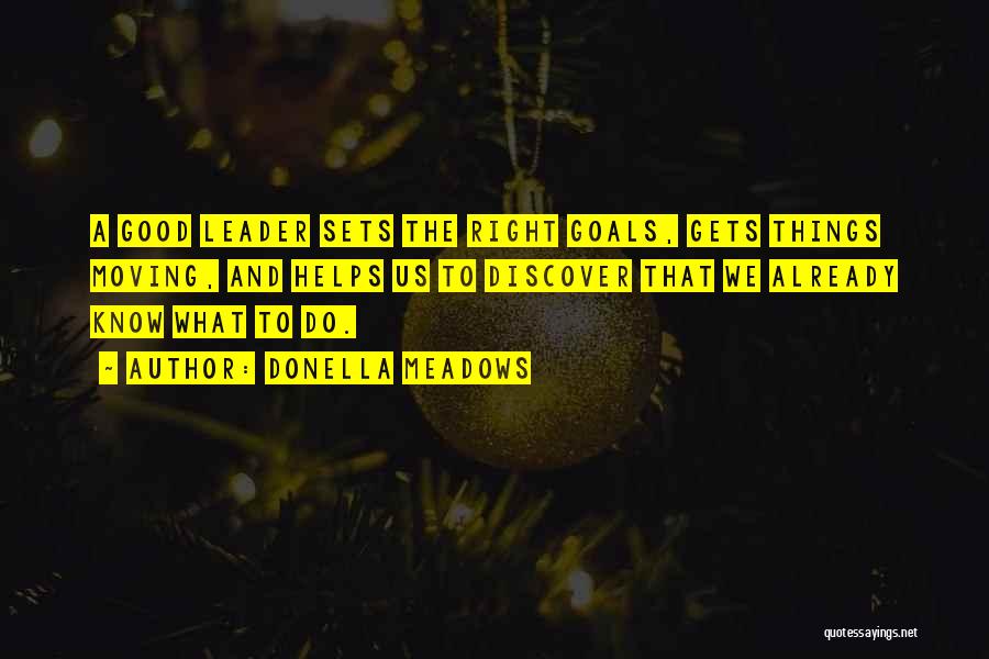 Donella Meadows Quotes: A Good Leader Sets The Right Goals, Gets Things Moving, And Helps Us To Discover That We Already Know What