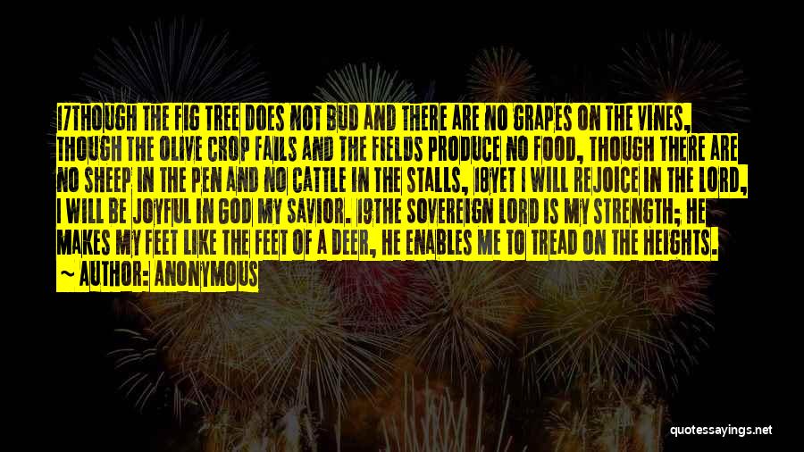 Anonymous Quotes: 17though The Fig Tree Does Not Bud And There Are No Grapes On The Vines, Though The Olive Crop Fails