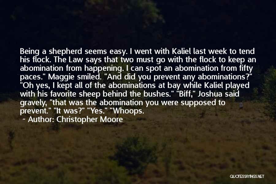 Christopher Moore Quotes: Being A Shepherd Seems Easy. I Went With Kaliel Last Week To Tend His Flock. The Law Says That Two