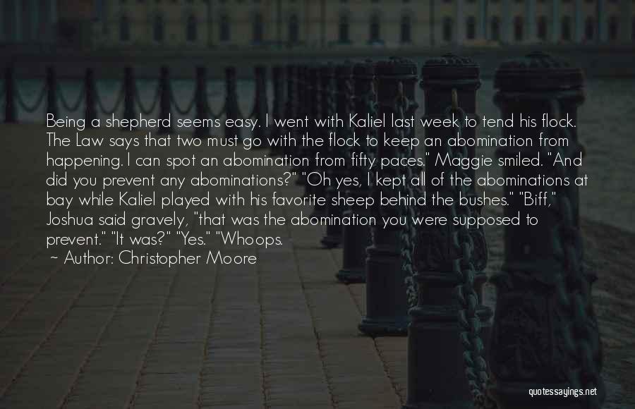 Christopher Moore Quotes: Being A Shepherd Seems Easy. I Went With Kaliel Last Week To Tend His Flock. The Law Says That Two