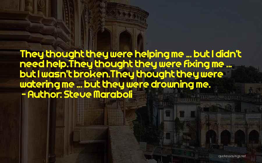 Steve Maraboli Quotes: They Thought They Were Helping Me ... But I Didn't Need Help.they Thought They Were Fixing Me ... But I