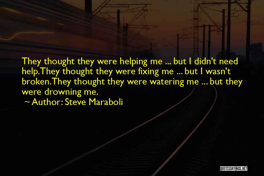 Steve Maraboli Quotes: They Thought They Were Helping Me ... But I Didn't Need Help.they Thought They Were Fixing Me ... But I