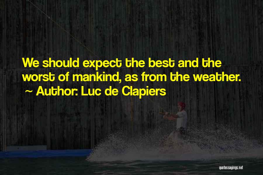 Luc De Clapiers Quotes: We Should Expect The Best And The Worst Of Mankind, As From The Weather.