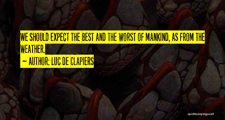 Luc De Clapiers Quotes: We Should Expect The Best And The Worst Of Mankind, As From The Weather.