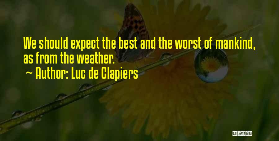 Luc De Clapiers Quotes: We Should Expect The Best And The Worst Of Mankind, As From The Weather.