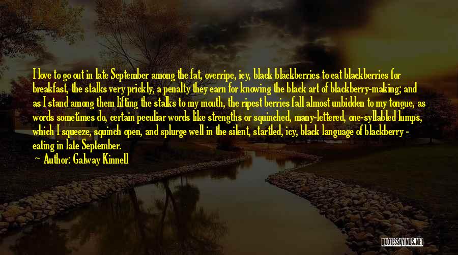 Galway Kinnell Quotes: I Love To Go Out In Late September Among The Fat, Overripe, Icy, Black Blackberries To Eat Blackberries For Breakfast,