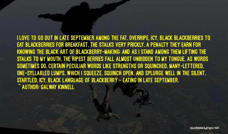 Galway Kinnell Quotes: I Love To Go Out In Late September Among The Fat, Overripe, Icy, Black Blackberries To Eat Blackberries For Breakfast,