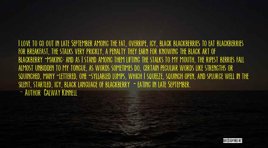 Galway Kinnell Quotes: I Love To Go Out In Late September Among The Fat, Overripe, Icy, Black Blackberries To Eat Blackberries For Breakfast,