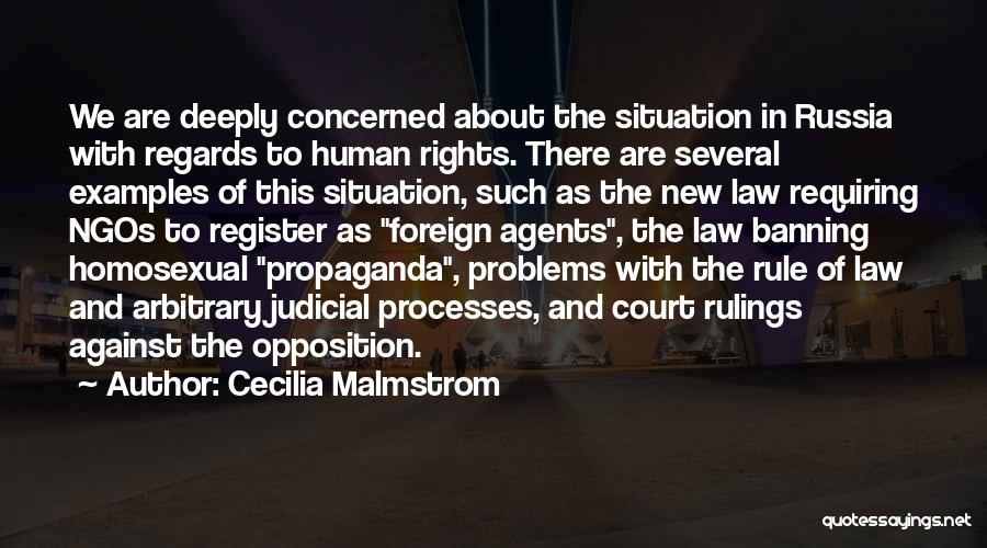 Cecilia Malmstrom Quotes: We Are Deeply Concerned About The Situation In Russia With Regards To Human Rights. There Are Several Examples Of This