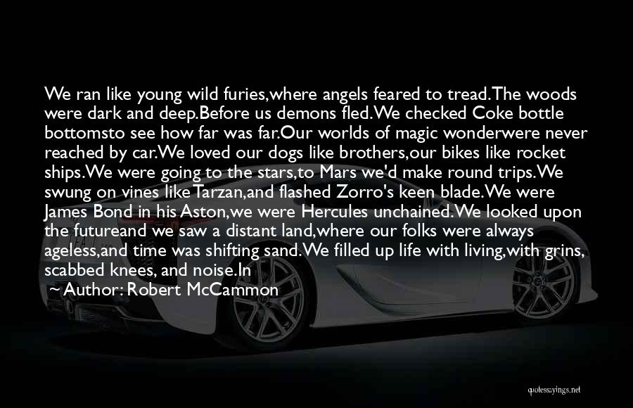 Robert McCammon Quotes: We Ran Like Young Wild Furies,where Angels Feared To Tread.the Woods Were Dark And Deep.before Us Demons Fled.we Checked Coke