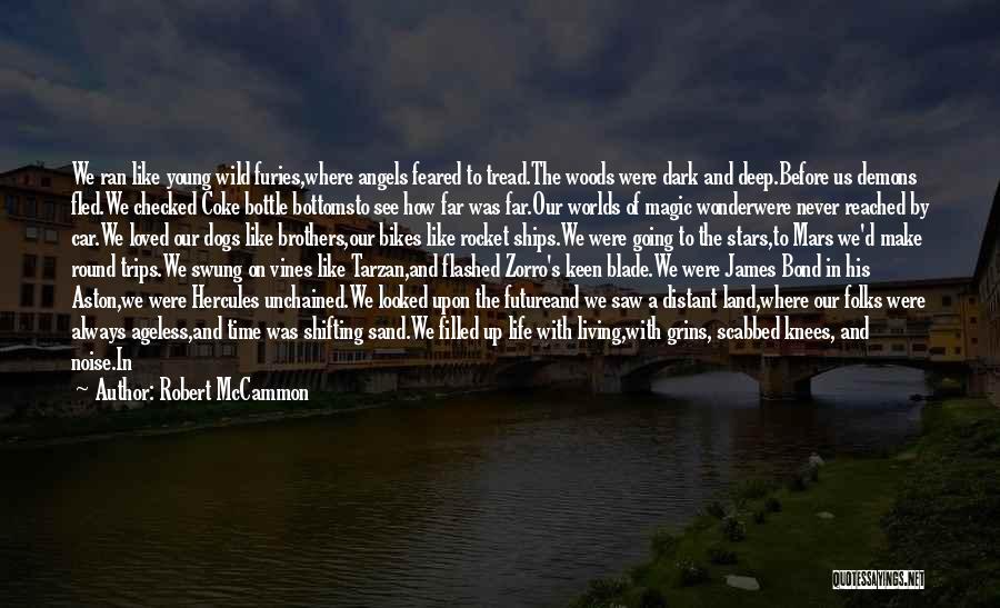 Robert McCammon Quotes: We Ran Like Young Wild Furies,where Angels Feared To Tread.the Woods Were Dark And Deep.before Us Demons Fled.we Checked Coke