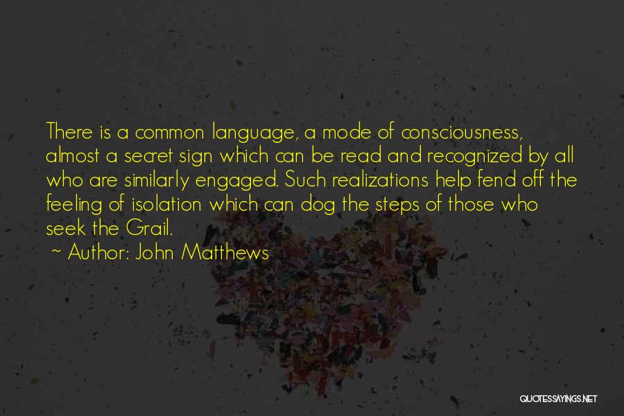 John Matthews Quotes: There Is A Common Language, A Mode Of Consciousness, Almost A Secret Sign Which Can Be Read And Recognized By