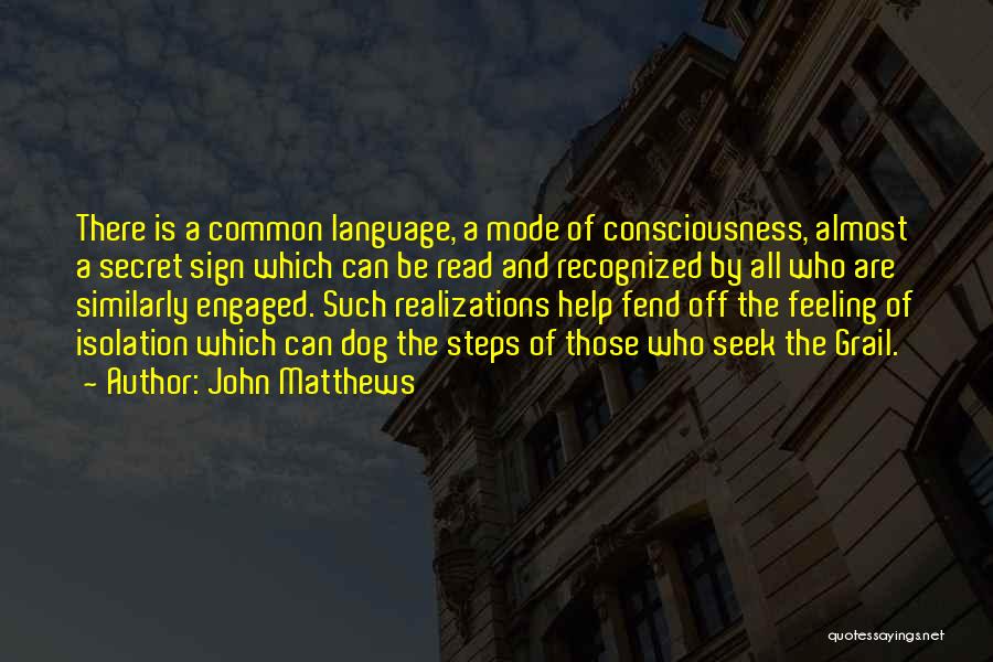 John Matthews Quotes: There Is A Common Language, A Mode Of Consciousness, Almost A Secret Sign Which Can Be Read And Recognized By
