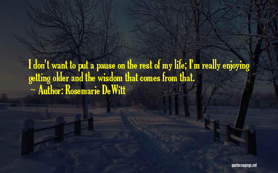 Rosemarie DeWitt Quotes: I Don't Want To Put A Pause On The Rest Of My Life; I'm Really Enjoying Getting Older And The