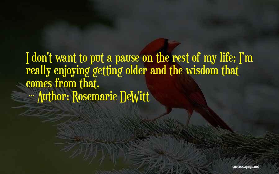 Rosemarie DeWitt Quotes: I Don't Want To Put A Pause On The Rest Of My Life; I'm Really Enjoying Getting Older And The