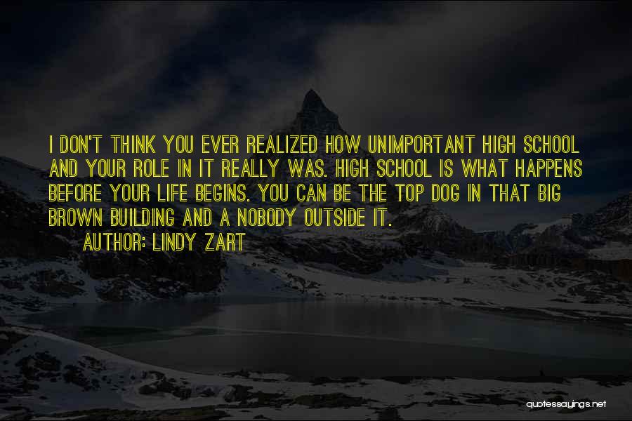 Lindy Zart Quotes: I Don't Think You Ever Realized How Unimportant High School And Your Role In It Really Was. High School Is