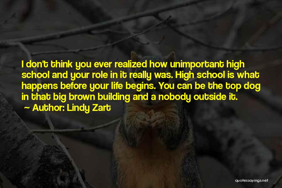 Lindy Zart Quotes: I Don't Think You Ever Realized How Unimportant High School And Your Role In It Really Was. High School Is