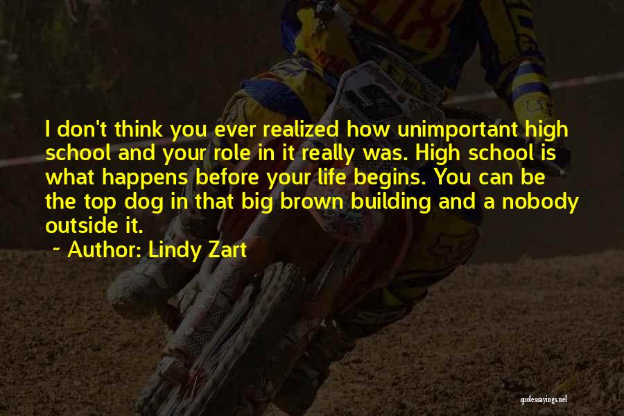 Lindy Zart Quotes: I Don't Think You Ever Realized How Unimportant High School And Your Role In It Really Was. High School Is