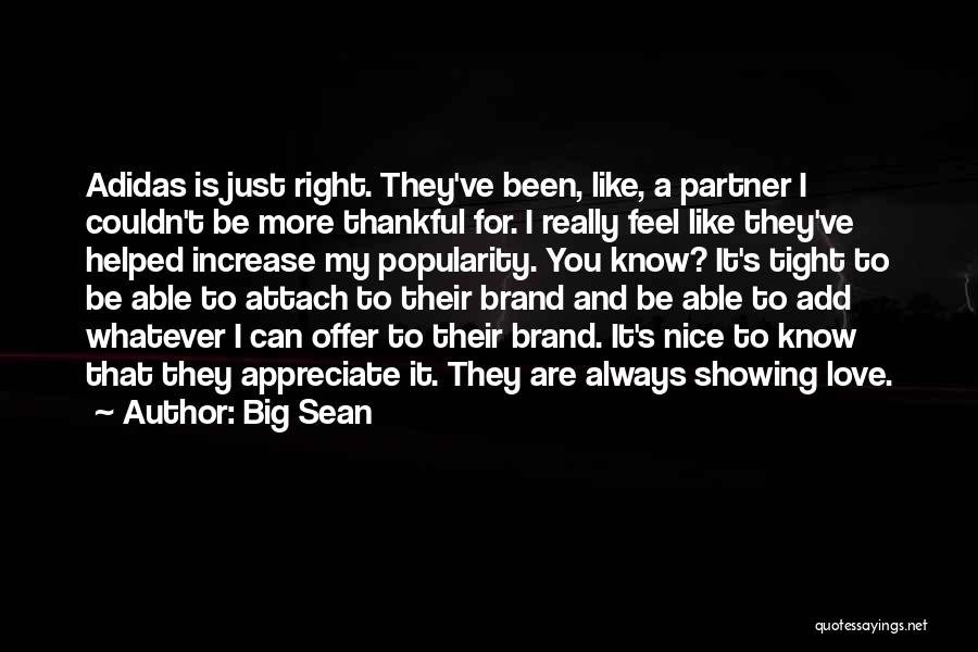 Big Sean Quotes: Adidas Is Just Right. They've Been, Like, A Partner I Couldn't Be More Thankful For. I Really Feel Like They've