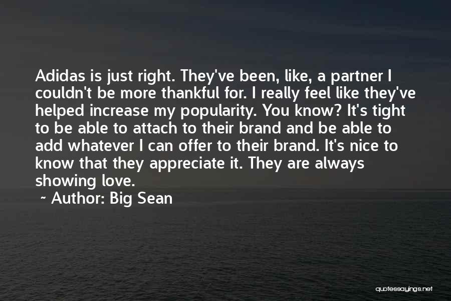 Big Sean Quotes: Adidas Is Just Right. They've Been, Like, A Partner I Couldn't Be More Thankful For. I Really Feel Like They've