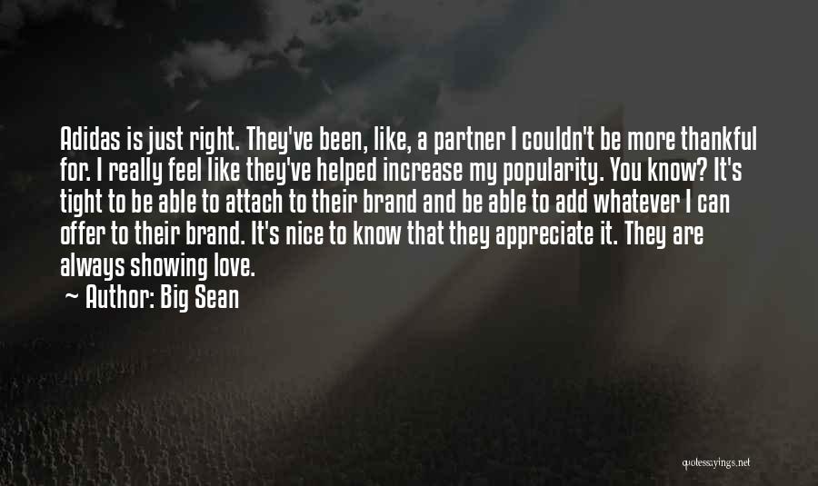 Big Sean Quotes: Adidas Is Just Right. They've Been, Like, A Partner I Couldn't Be More Thankful For. I Really Feel Like They've