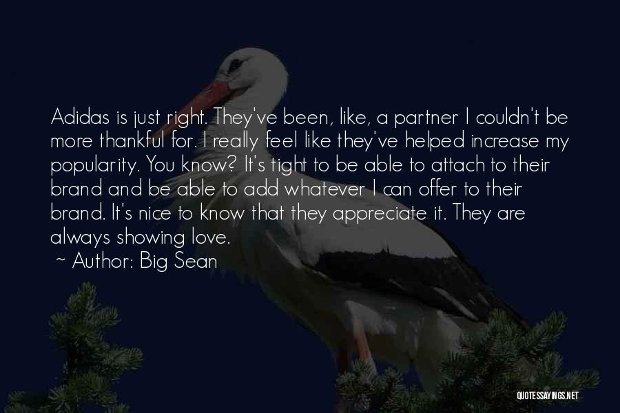 Big Sean Quotes: Adidas Is Just Right. They've Been, Like, A Partner I Couldn't Be More Thankful For. I Really Feel Like They've