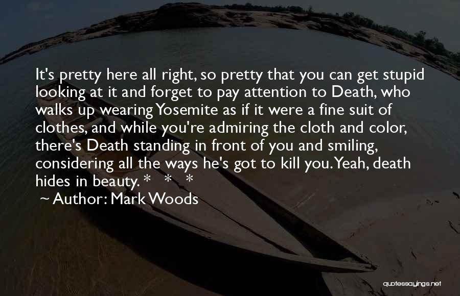 Mark Woods Quotes: It's Pretty Here All Right, So Pretty That You Can Get Stupid Looking At It And Forget To Pay Attention