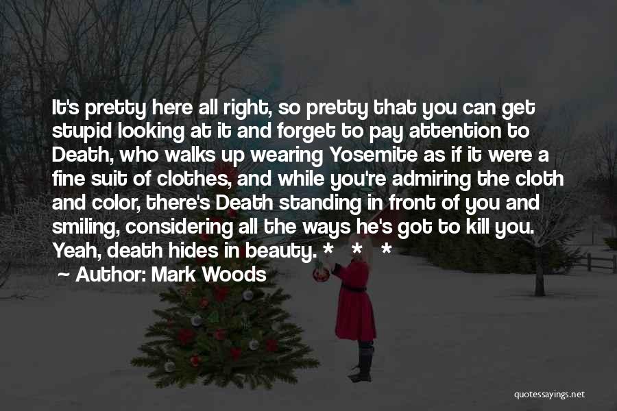 Mark Woods Quotes: It's Pretty Here All Right, So Pretty That You Can Get Stupid Looking At It And Forget To Pay Attention