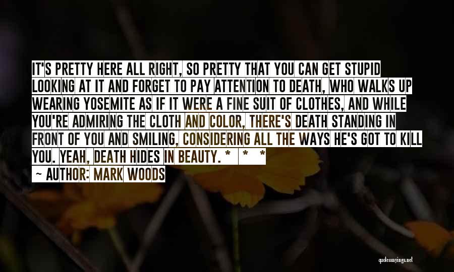 Mark Woods Quotes: It's Pretty Here All Right, So Pretty That You Can Get Stupid Looking At It And Forget To Pay Attention