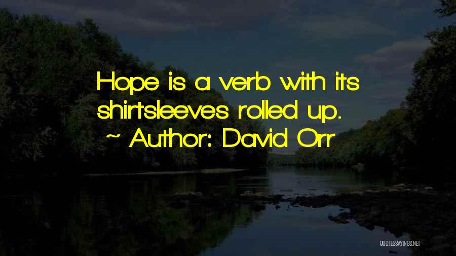 David Orr Quotes: Hope Is A Verb With Its Shirtsleeves Rolled Up.