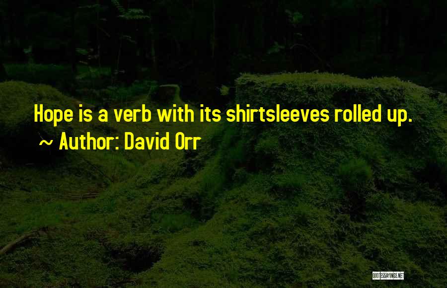 David Orr Quotes: Hope Is A Verb With Its Shirtsleeves Rolled Up.
