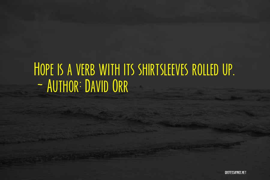 David Orr Quotes: Hope Is A Verb With Its Shirtsleeves Rolled Up.