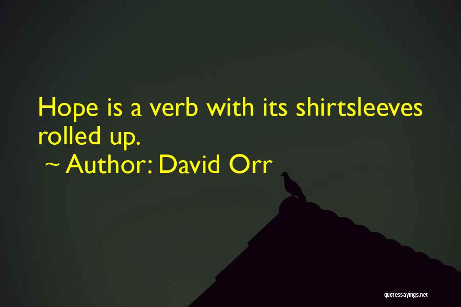 David Orr Quotes: Hope Is A Verb With Its Shirtsleeves Rolled Up.