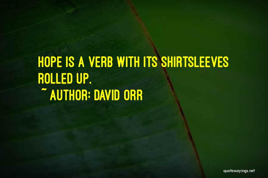 David Orr Quotes: Hope Is A Verb With Its Shirtsleeves Rolled Up.