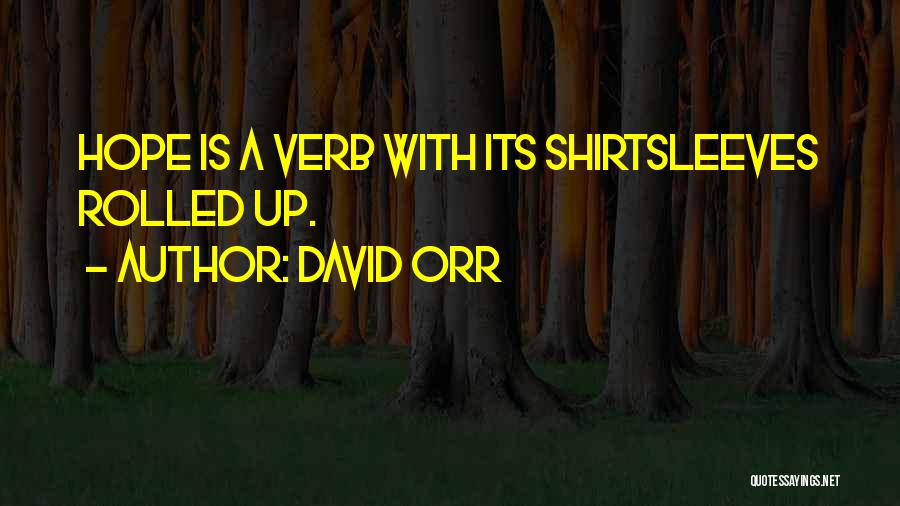 David Orr Quotes: Hope Is A Verb With Its Shirtsleeves Rolled Up.