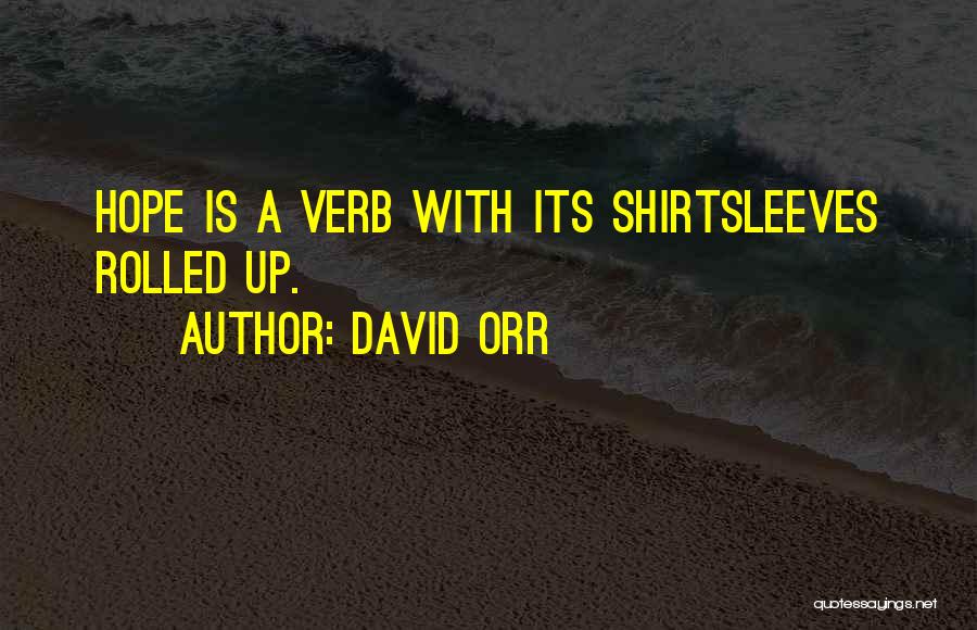 David Orr Quotes: Hope Is A Verb With Its Shirtsleeves Rolled Up.