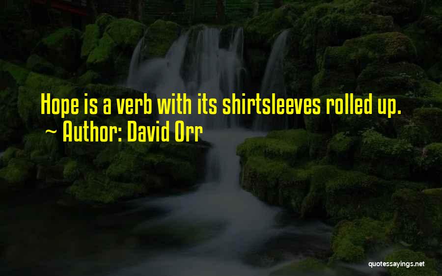 David Orr Quotes: Hope Is A Verb With Its Shirtsleeves Rolled Up.