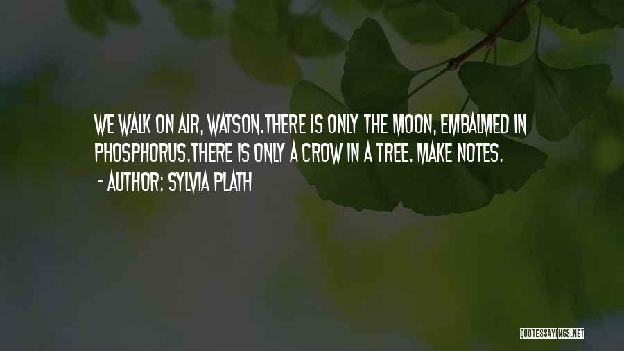 Sylvia Plath Quotes: We Walk On Air, Watson.there Is Only The Moon, Embalmed In Phosphorus.there Is Only A Crow In A Tree. Make