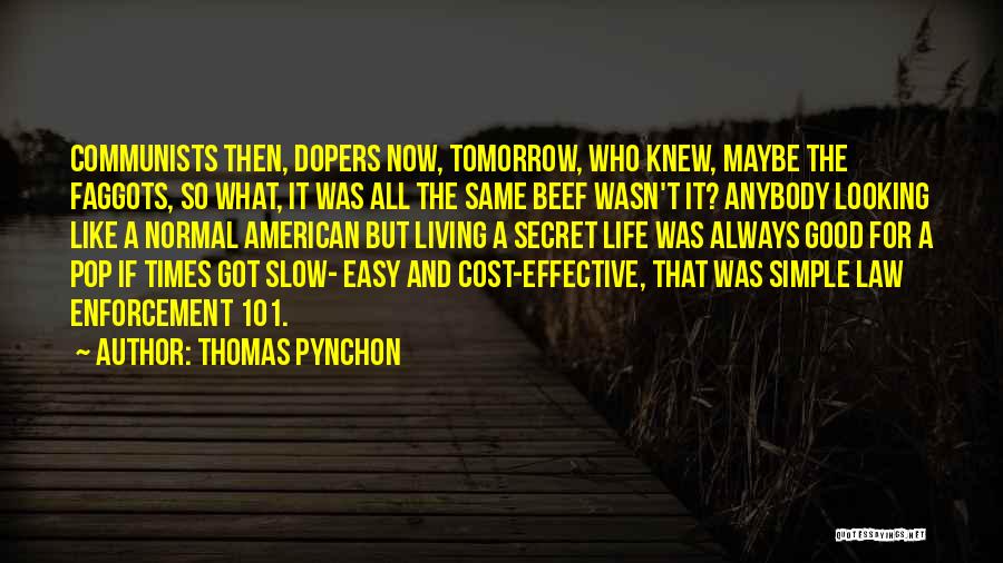 Thomas Pynchon Quotes: Communists Then, Dopers Now, Tomorrow, Who Knew, Maybe The Faggots, So What, It Was All The Same Beef Wasn't It?