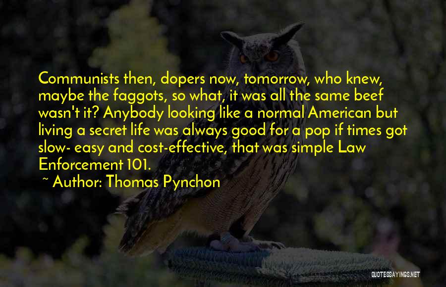 Thomas Pynchon Quotes: Communists Then, Dopers Now, Tomorrow, Who Knew, Maybe The Faggots, So What, It Was All The Same Beef Wasn't It?
