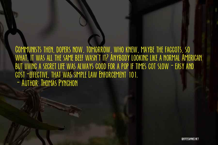 Thomas Pynchon Quotes: Communists Then, Dopers Now, Tomorrow, Who Knew, Maybe The Faggots, So What, It Was All The Same Beef Wasn't It?