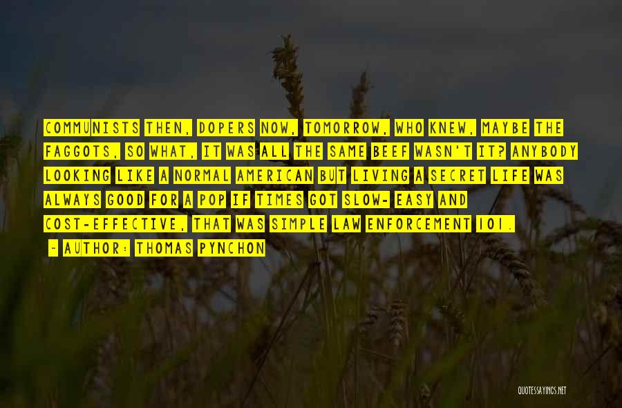 Thomas Pynchon Quotes: Communists Then, Dopers Now, Tomorrow, Who Knew, Maybe The Faggots, So What, It Was All The Same Beef Wasn't It?
