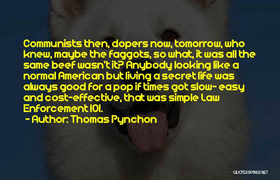 Thomas Pynchon Quotes: Communists Then, Dopers Now, Tomorrow, Who Knew, Maybe The Faggots, So What, It Was All The Same Beef Wasn't It?