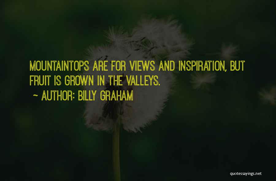 Billy Graham Quotes: Mountaintops Are For Views And Inspiration, But Fruit Is Grown In The Valleys.