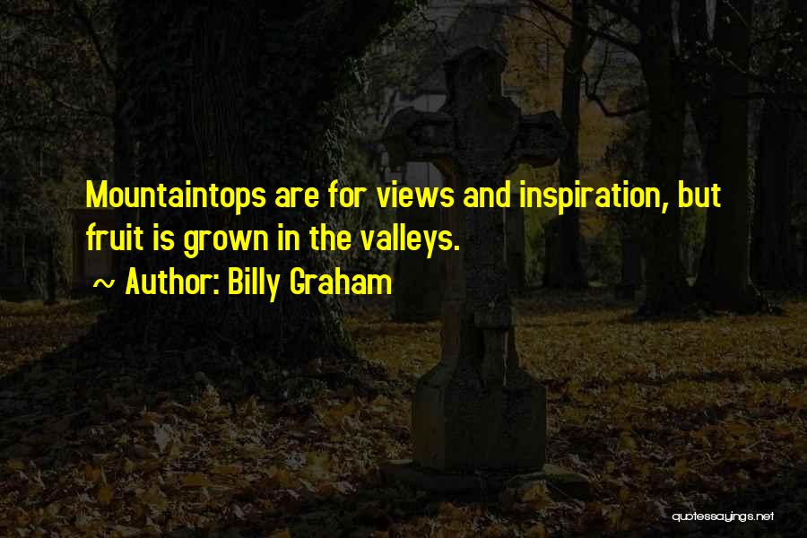 Billy Graham Quotes: Mountaintops Are For Views And Inspiration, But Fruit Is Grown In The Valleys.