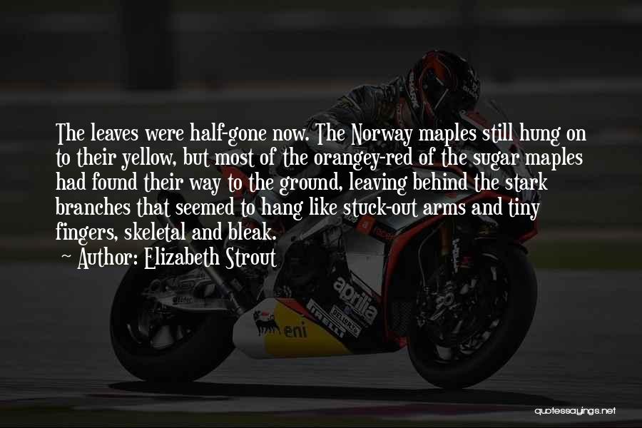 Elizabeth Strout Quotes: The Leaves Were Half-gone Now. The Norway Maples Still Hung On To Their Yellow, But Most Of The Orangey-red Of