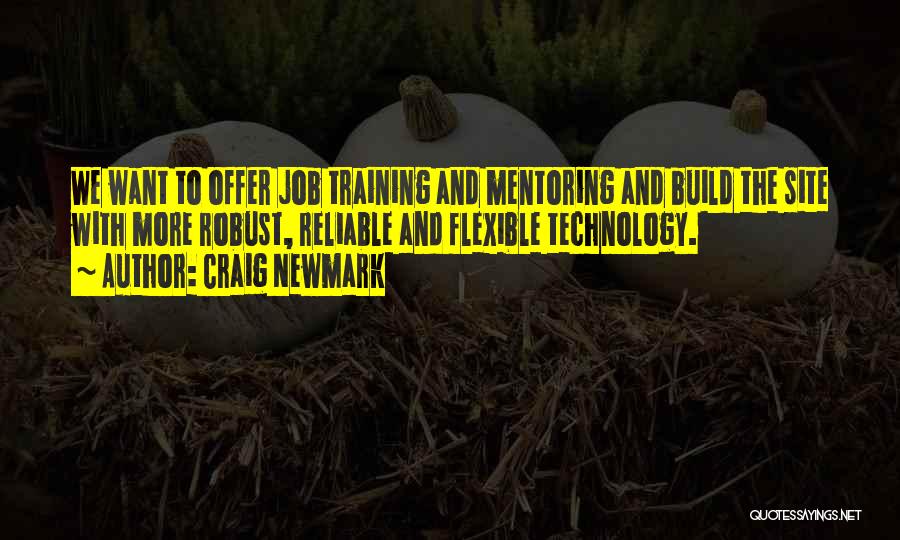 Craig Newmark Quotes: We Want To Offer Job Training And Mentoring And Build The Site With More Robust, Reliable And Flexible Technology.