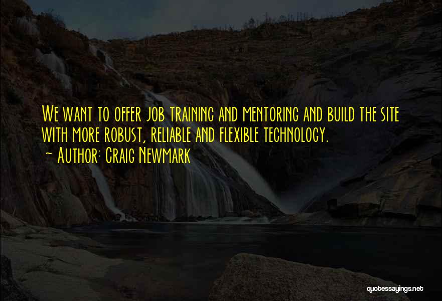 Craig Newmark Quotes: We Want To Offer Job Training And Mentoring And Build The Site With More Robust, Reliable And Flexible Technology.